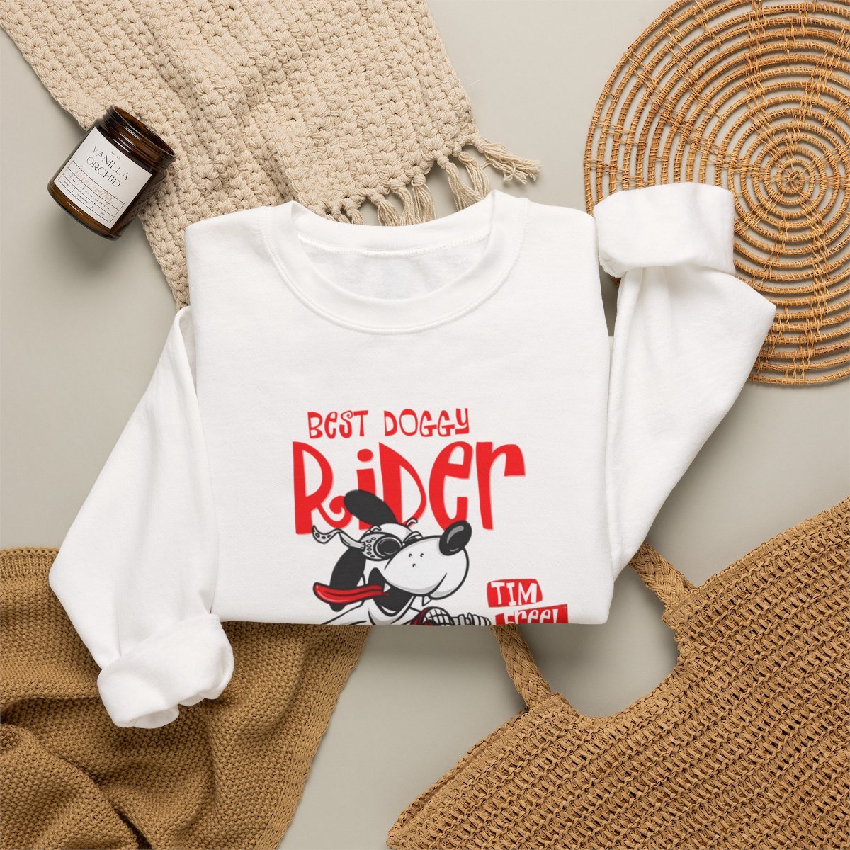 Cool Biker Dog Unisex Sweatshirt | Retro Graphic Dog Lover Gift Detail