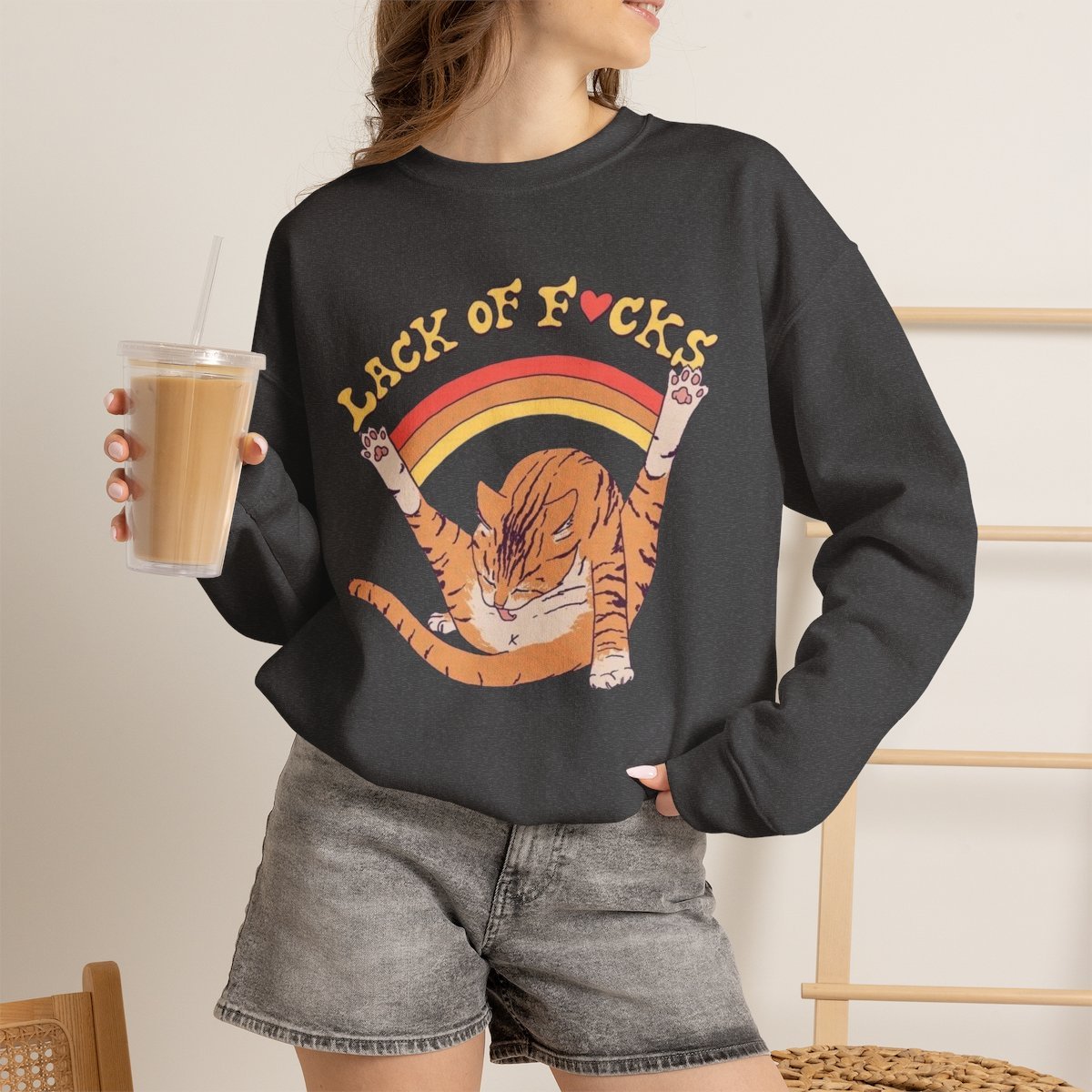 Funny Orange Cat Graphic Unisex Sweatshirt Cute Pet Lover Gift Dark Heather