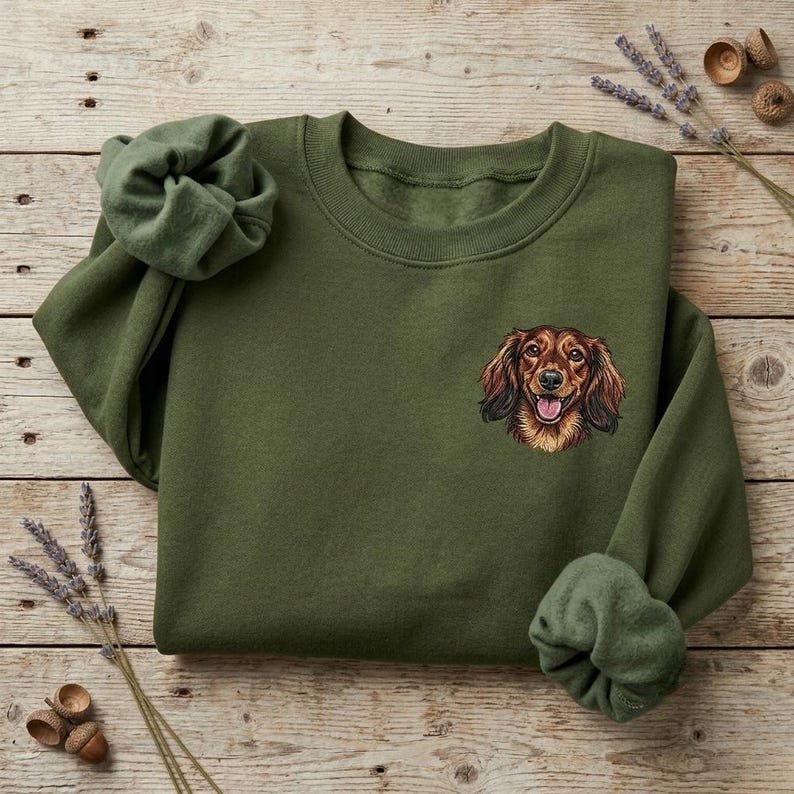 Unisex Custom Pet Portrait Embroidered Hoodie, Personalized Dog or Cat Photo Swearshirt, Pet Lover Gift, Dog Mom Mothers Day Gift, Cat Dad Pullover Sand